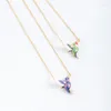 Pendant Necklaces Simple Cute Three-dimensional Hummingbird Necklace For Women Enamel Glaze Bird Neck Jewelry Accessories