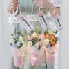 Bouquet décoratif au crochet avec guirlande lumineuse LED, fleur tissée à la main, artisanat créatif, cadeau de fête des enseignants, cadeau d'anniversaire 231121