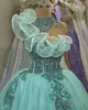 2023 April Aso Ebi Crystals Lace Quinceanera Jurken Sheer Neck Ball Jurk Prom avondfeest Pageant Verjaardagsjurken Jurk ZJ0234