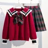 Set di abbigliamento Uniforme scolastica per adolescenti Ragazze Costume per bambini Vestito per bambini Preppy Maglione Gonna Vestiti 12 13 14