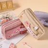 Korean Kawaii Big Pencil Case Zipper Large Capacity Cute Box Portable Storage Bag School Pouch Stationary