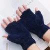 Five Fingers Gloves Women Men Half Finger Winter Imitation Mink Cashmere Gloves Touch Screen Writing Woolen Warm Mittens For Driving Outdoor Sports 231120