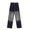 Jeans pour femmes Mode coréenne Noir Gris Pantalon Y2K Vintage Automne High Street Femmes Pantalon Taille Lâche Slim Casual Denim