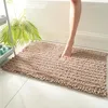 Badmattor Chenille förtjockar Super Water Absorbent Mat Soft Bekväm anti-halkbadkar Sidmatta mattan Lätt att rengöra badrum