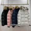 Luxury Women Down Jacket Canadian Fashion Brand Goose Long Coat Pocket päls krage termisk topp kvinnlig höst och vinter stora riktiga coyoter smala av vit svartblå