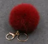 real rabbit fur ball keychain keykain soft fur ball جميلة سلاسل المفتاح المعدني الذهبي الكرة بوم بومس أفخم مفاتيح مفتاح الإكسسوارات