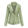 Veste simili cuir femme manteau Moto Slim pour vert rouge Beige Moto motard fermeture éclair printemps automne noir 3XS XXS XS