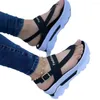 Sandals 2023 Women With Platform Increased Toe Thickness Shoes Summer Casuals Elegant Wedges Solid Color Clasp