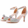 Fashion Rhinestone Party Shoes Peep Toe Girly Style Full Diamond Decoration Wedding Bridal Dress Pumps