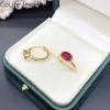 Orecchini a cerchio con rubino da indossare ogni giorno 5mmx7mm Orecchini in argento 925 con rubino naturale rosso scuro Prevengono le allergie Gioielli placcati in oro 18K