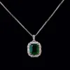 Customize Natural Stone Pendant White Gold Natural Emerald Charm Necklace Gemstone Jewelry Wedding