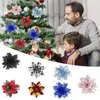 Рождественские украшения, 5 штук декоративных домашних блестящих искусственных цветов, празднование елки 2024 года 231121