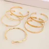 Brazalete KMVEXO 7 unids/set conjunto de pulsera de corazón geométrico de moda para mujeres diamantes de imitación Color dorado amor abierto joyería para niñas