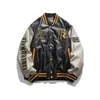 Men s päls faux amerikansk pu läder baseball uniform y2k punk mode trend lös retro par casual joker jacka topprock 231120