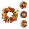Couronne de fleurs décoratives pour Thanksgiving, pomme de pin, porte d'entrée, automne avec tournesol, décoration de récolte d'automne pour Thanksgiving