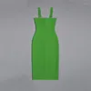 Abiti casual 2023 Abiti da donna Spaghetti Strap Slash Neck Midi Vestito dalla fasciatura per il verde Sexy Party Nightclub Wear Abiti estivi