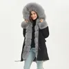 Parkas pour femmes MAOMAOKONG 2023 hiver à capuche épais naturel véritable fourrure de raton laveur col patte avec poignets veste femme longue manteau bouffant 231120