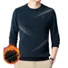 Pulls pour hommes Hiver Hommes Pull Pull Pull O-Cou À Manches Longues Garniture Côtelée Épaissi Doublure En Peluche Tricot Tops Mâle Vêtements Streetwear