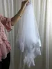 Bridal Veils Veil Short With Comb Lace Appliqued Edge Tulle Two Layers 75 CM Elbow Length Wedding Accessories 2023
