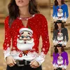 Frauen Blusen Frühling Weihnachten Shirt Frauen Lustige süße Elch Druck Tops Langarm Trendy Festlich Strass Dekor Schlank T-Shirt Weiblich