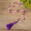 Correntes 108 Mala Beads Ametista Frisado Colar Rosa Quartz Rhodonite Borla Pingente Chakra Yoga Amizade Cura Equilíbrio