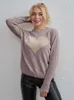 Vintage love print dzianin sweattewomen moda o szyja długie rękawowe topy pullover jesienne zimowe żeńskie eleganckie odzież uliczna