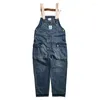 Jeans pour hommes Hommes Combinaisons Tendance Baggy Big Pocket Denim Salopette Homme Bleu Multi Lâche Droite Pleine Longueur