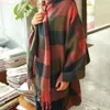 Scarves Color-blocked Scarf Elegant Winter Shawl Colorful Plaid Print With Tassel Trim Thick Imitation Cashmere Warm Fashion