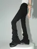 Women's Jeans REDDACHiC Black Ruched Flare Jeans Women Y2k High-elastic Bootcut Stacked Pants High Waist Trousers Harajuku Goth Grunge Clothes 231120
