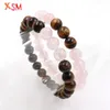 Strand Xinshangmie 2 Pcs/set Natural Tiger Eye And Rose Quartzs Distance Bracelets Couples Lovers Anniversary Jewelry