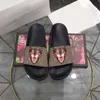 Designer maschili pantofole da donna con box polvere originale fiori neri tela scarpe verdi sandali estivi di lusso