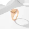 Bröllopsringar Syoujyo Vintage Glossy Round Stamp Ring for Women 585 Rose Gold Color Fine Jewelry Natural Zircon Daily