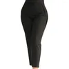 Pantalon de costume pour femmes, taille haute, poches plissées, pantalon d'affaires, neuvième longueur, couleur unie, jambe droite