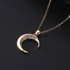 Pendant Necklaces Moon Necklace Women's Elegant Light Luxury Small And Fashion High Grade Zircon Crescent Jewelry