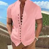 Camicie casual da uomo 2023 bianco nero top camicia estiva cotone lino vintage bottone colletto alla coreana manica corta abbigliamento da uomo