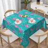 Tafelkleed flamingo palmblad vierkante tafelkleed zomer tropische bloemen wasbaar polyester deksel voor vakantiediner feest