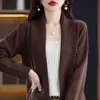 Women's shirt mivmiv designer fashion top brand Foreign style lazy style new style shawl cardigan collar less jacket loose cape knitted cardigan sweater cover up