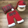 CAPS HATS Born Christmas Pography Clothing Supplies Baby Studio Shooting Outfits Christmas Costume Red HatpantsPlaid Pillow 231120