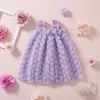 Vestidos de garotas de estilo coreano verão para menina girl square colarinho sem mangas flores 3d flores em camisole uma linha princesa e2009 230420