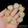 Bracelet en pierre brute de Jade Hetian naturel, perles porte-bonheur pour hommes et femmes