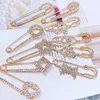 Pins Brooches New Lady Large Safety Pins Brooch Vintage Crystal Rhinestone Pin Chic Femme Fashion Brooches Pin Party Jewelry Accessories Z0421