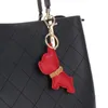 Bulldog chaveiro marrom floral couro masculino feminino sacola acessórios de bagagem amantes pingente de carro