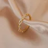 Cluster Rings Vintage Luxury Gold Color Pearl Zircon for Woman Open Joint Ring Fashion Elegant Jewelry Party Gifts