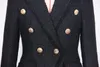 Women's Fringe Classic Slim Royal Blue Fitting Double Breasted Lion Buttons Fringed Tweed BlazerMix Knit Jacket BA011