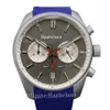 Herenhorloge Racestijl Sport Blauw Gezicht Oranje wijzer Quartz Chronograaf Klok 43 mm Ademende leren band Vouwsluiting Herenpolshorloge