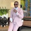 Men's Suits Fashion Light Pink Mens Breast Formal Business Blazer Wedding Groom Tuxedo Autumn 2 Piece Jacket Pants Costume Homme