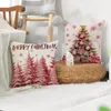 45x45 Kuddefodral Santa Claus Christmas Tree Snowman Elk Colorful Pillow Cover Home Soffa Car Decor Cushion