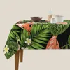 Tafelkleed flamingo palmblad vierkante tafelkleed zomer tropische bloemen wasbaar polyester deksel voor vakantiediner feest