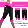 Yoga-Outfit für Damen, heiße Neopren-Sauna-Schwitzhose mit Tasche, Workout, Laufen, Abnehmen, Shorts, Caprihose, Kompressionsleggings, Body Shaper T230421