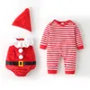 Kläder sätter babykläder kläder Santa Claus Costume för babys pojke tjej långärmad romper toppar och hatt 3 st födda kläder 231120